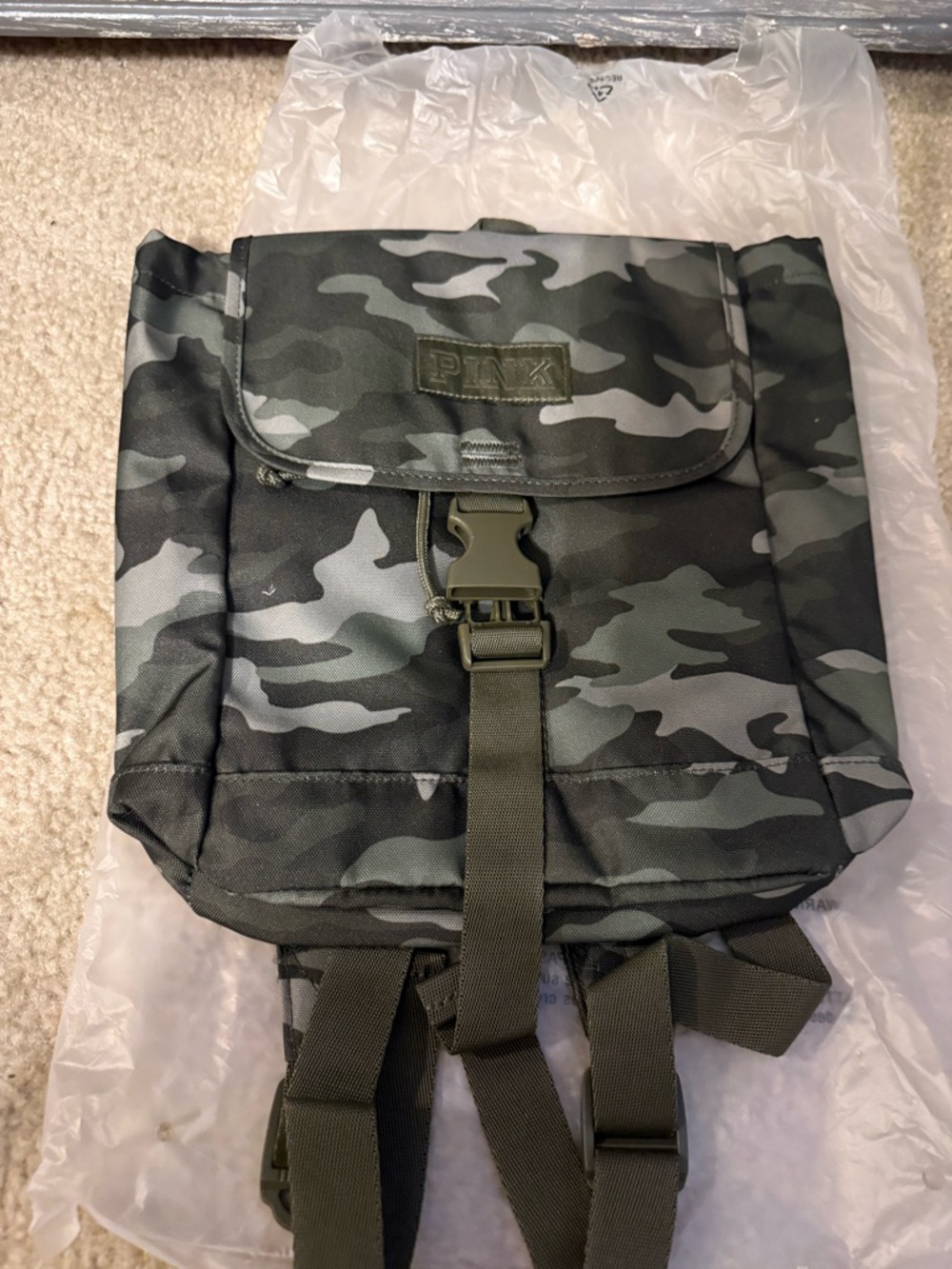 PINK Victoria's Secret Olive Camo Utility Backpack